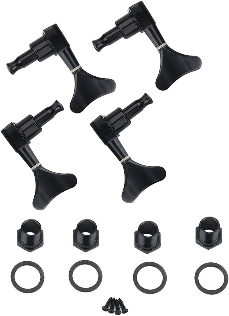 4Pcs Tuning Pegs, 2L 2R Black Closed Zinc Alloy Machine Heads String Tuners for Electric Bass