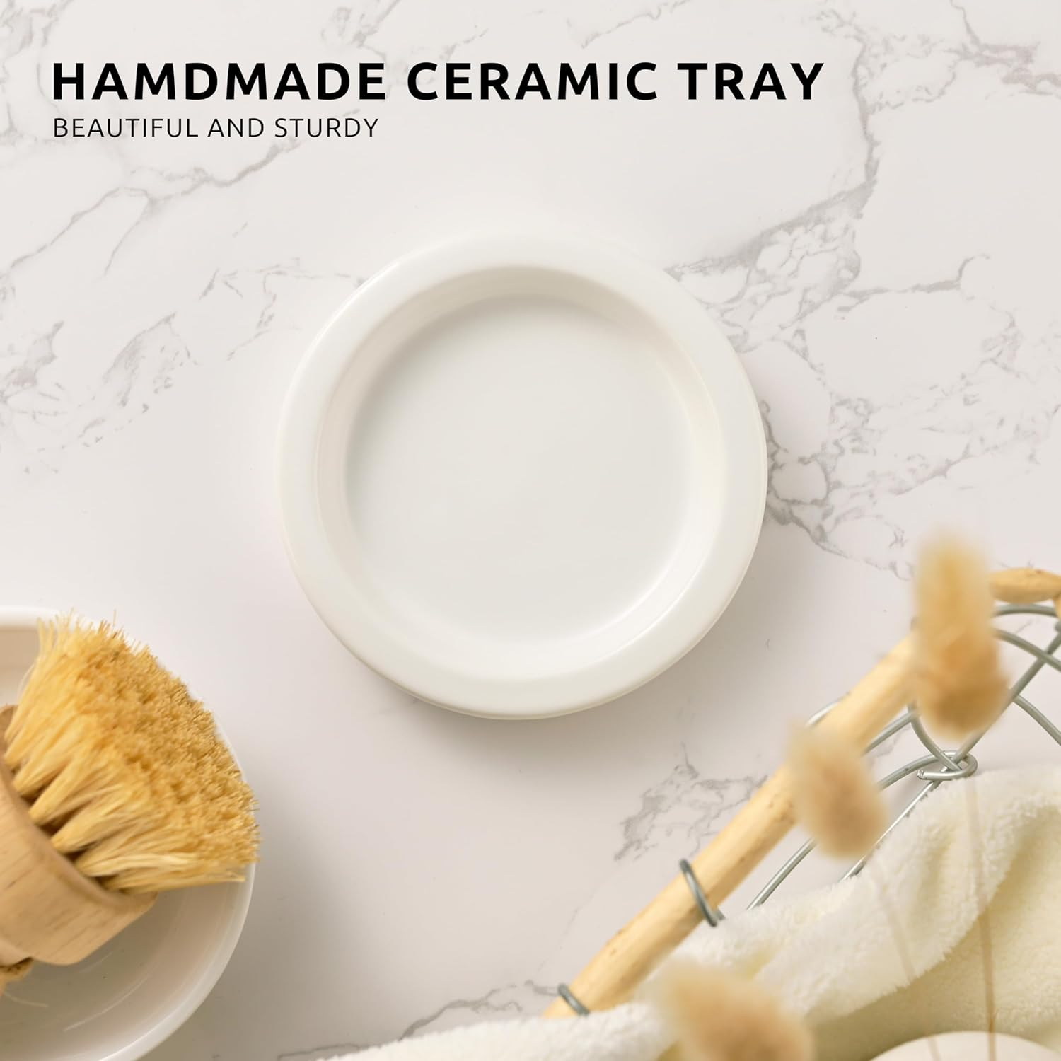 Glass Soap Dispenser Set by Janxin,Bathroom Soap Dispenser Set with Ceramic Tray,Luxury Bathroom Accessories,Modern Kitchen Decor (White+Gold(Hand Soap)) image number 4