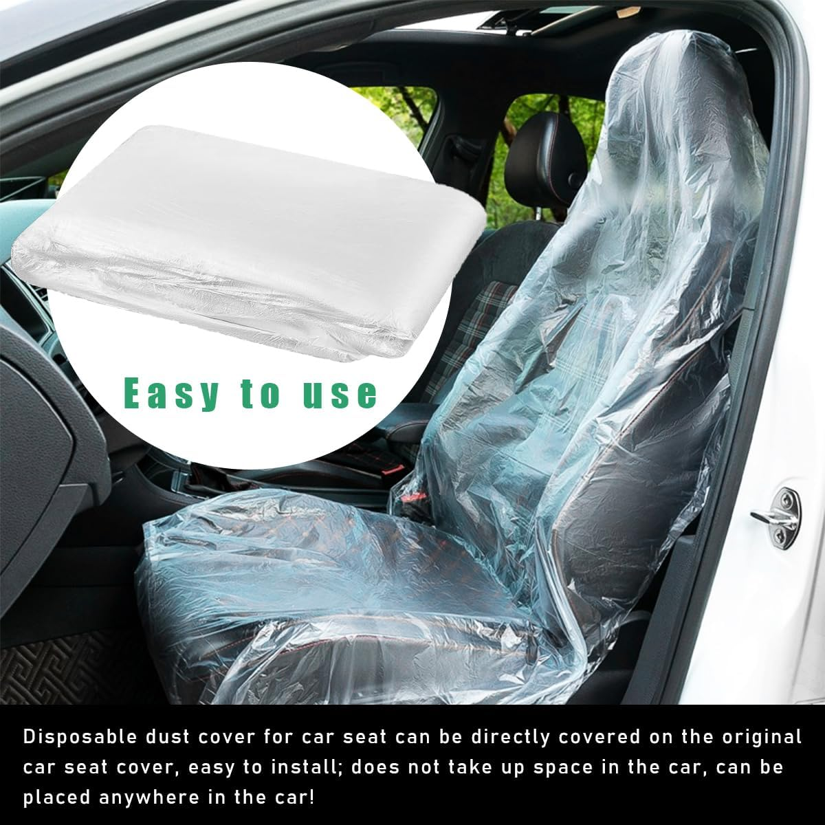Povtii 100 PCS Disposable Car Seat Covers, Dustproof Plastic Auto Seat Protective Covers, Universal Clear Vehicle Seat Protector for Airplane Seats, Salon Chairs, Car Accessories image number 2