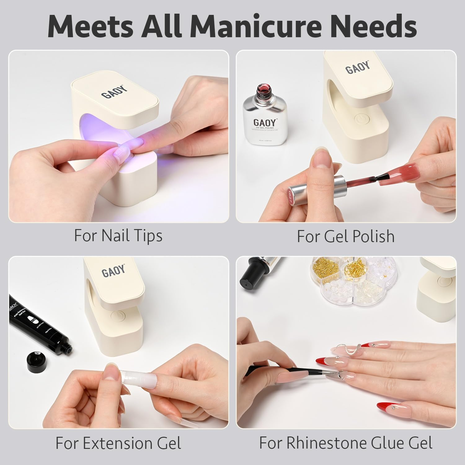 GAOY Mini UV Light for Gel Nails, Rechargeable LED Nail Lamp with 2 Timers, Cordless Portable UV Light for Fast Curing, Creamy White - Rechargeable-Rosy image number 4