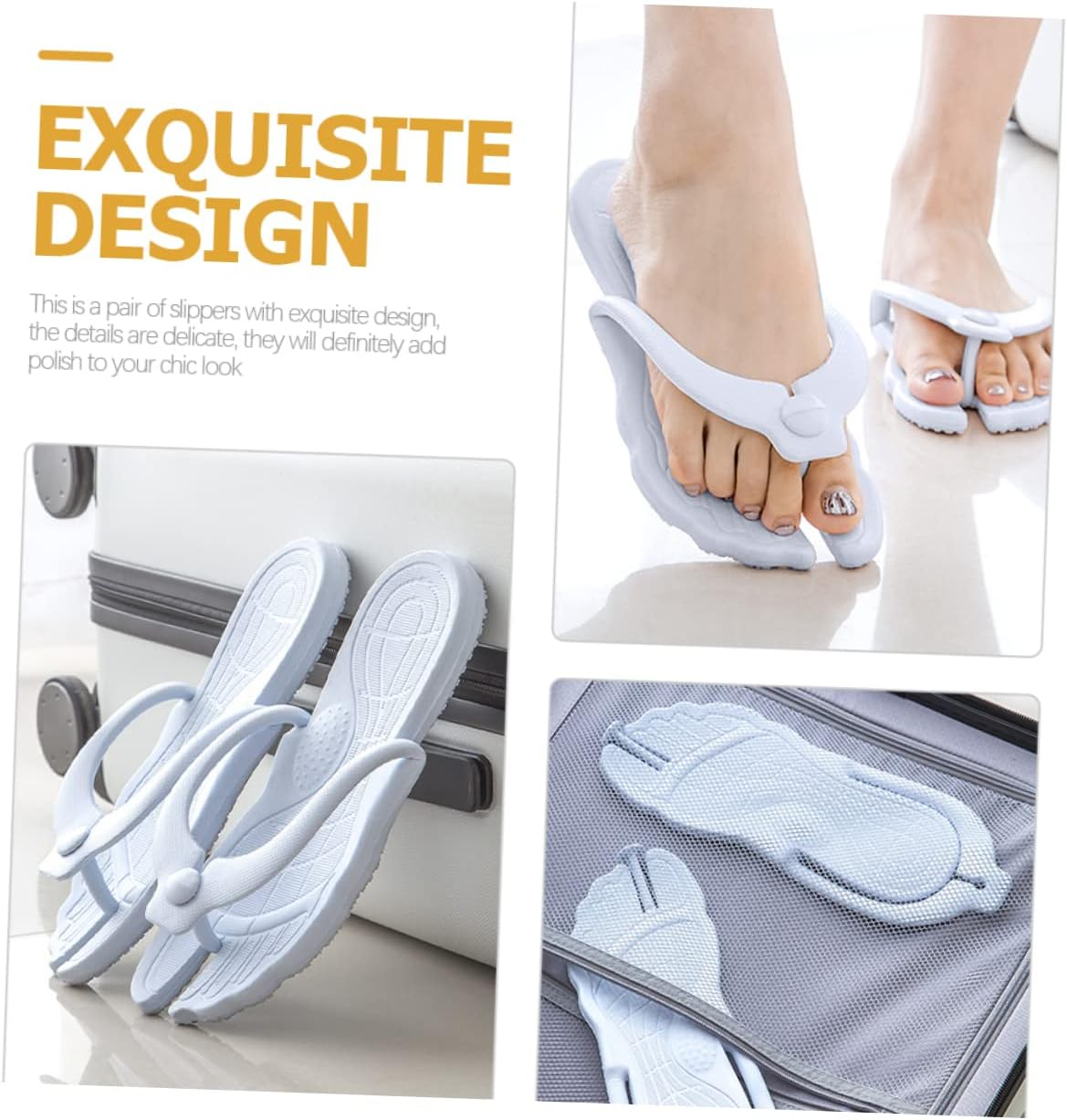 1Pair Lightweight Anti- Beach -Flops for Men and Women Travel-Friendly Shower Sandals Comfortable and Breathable Design image number 1