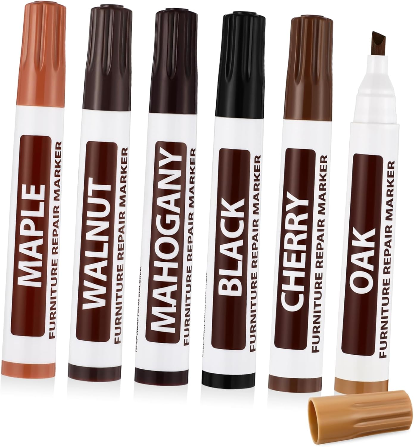 6 Pcs Wooden Furniture Repair Markers Quick Drying Scratch Concealer for Worn Edges Suitable for Wooden Surfaces Color Options for Finish image number 2