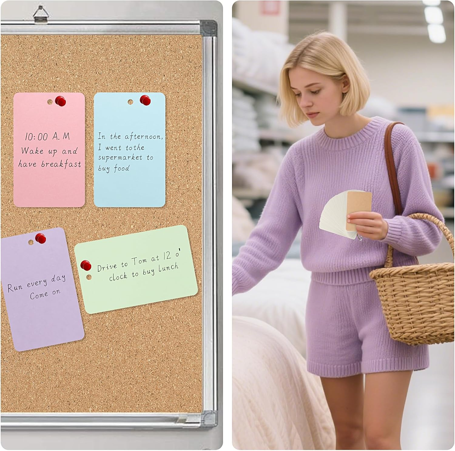 300 Pcs Blank Flash Cards with Binder Rings, 3.54 * 2.13 Inch 6 Packs Colored Kraft Paper Revision Cards, Mini Index Cards for Home, School,Office Learning and Memory image number 4