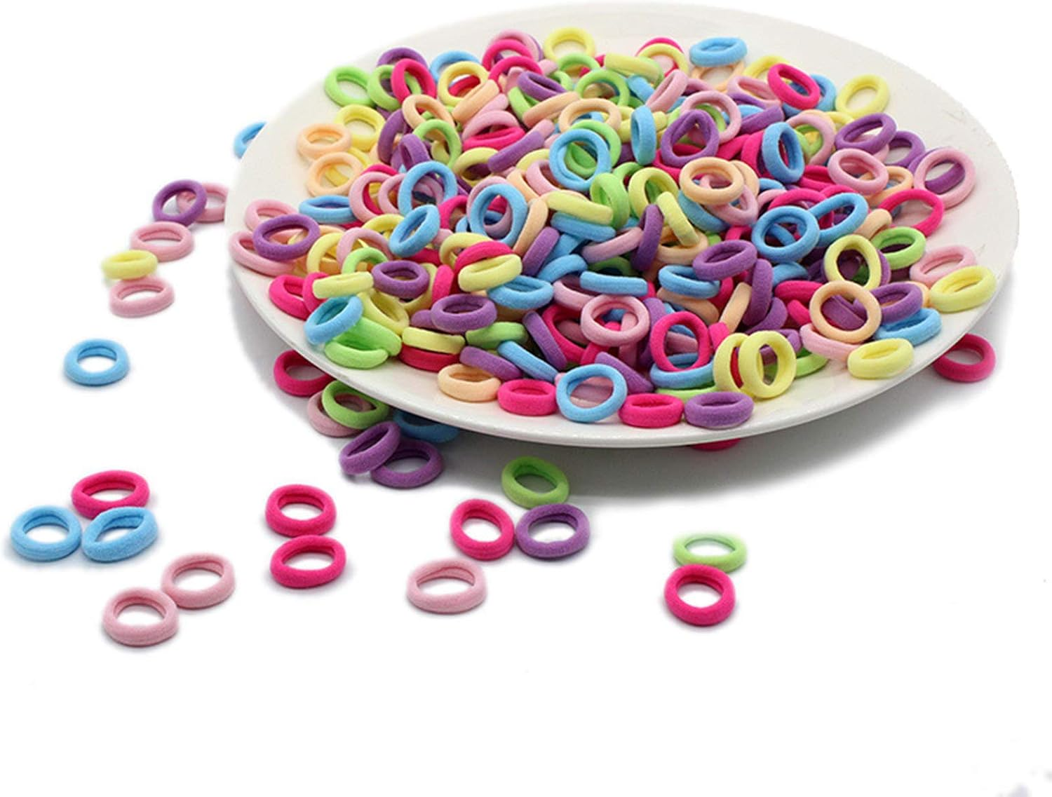 Mini Hair Bands for Girls, Zingso Colored Soft Small Tiny Elastic Hair Ties Rubber Bands Hair Bands Ponytail Holders for Baby Kids Girls (Colourful (100PCS)) image number 6