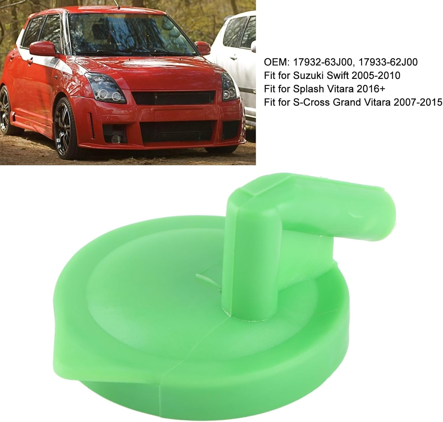 Qiilu Radiator Expansion Coolant 17932-63J00, Fit for Suzuki Swift 2005-2010, Splash Vitara 2016+, S-Cross Grand Vitara 2007-2015, ABS Material, Green Color image number 6