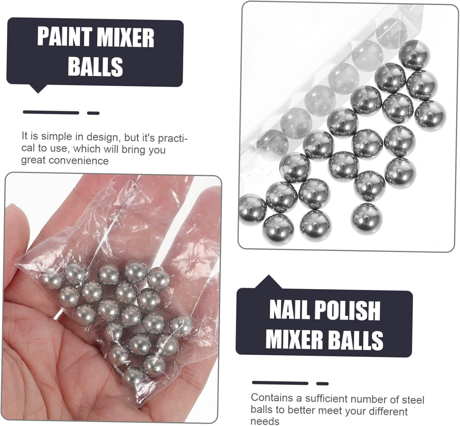 Beavorty 240Pcs Stainless Steel Paint Mixing Agitator Balls Stirring Steel Balls for Nail Polish image number 4