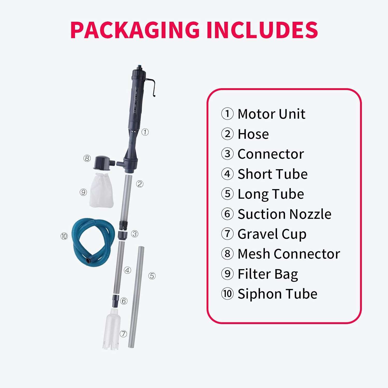 Electric Aquarium Gravel Vacuum, Fish Tank Cleaner for Easy Water Change & Gravel Cleaning, Multi-Function Vacuum for Fish Tanks, Ponds & Turtle Tanks image number 2