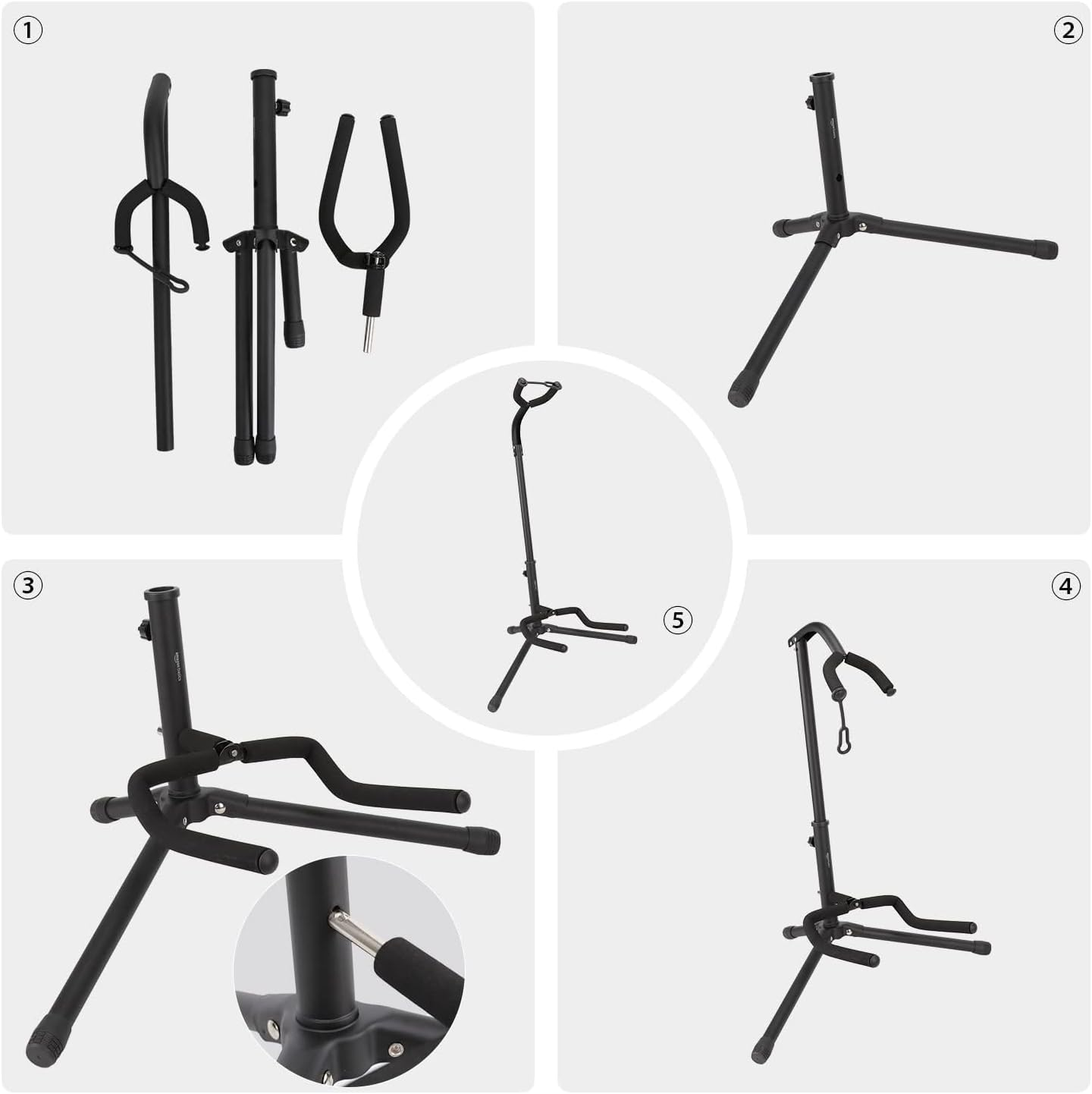 Amazon Basics Guitar Stand, Neck Support - for Home, Music Stores, Recording Studios, Display & Storage, Black image number 5