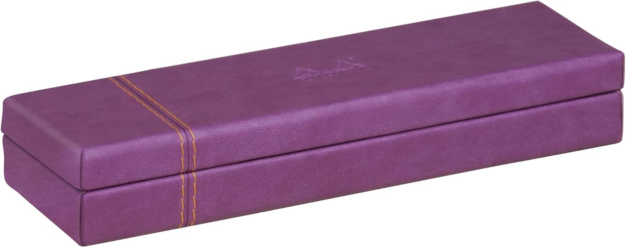 RHODIA 318877C - Turquoise Pencil Case - 21X5.5X3 Cm - Orange Saddle Stitching - Faux Leather Exterior - Rhodiarama Home Office Collection - Office Organization & Design Storage - Chocolate image number 4