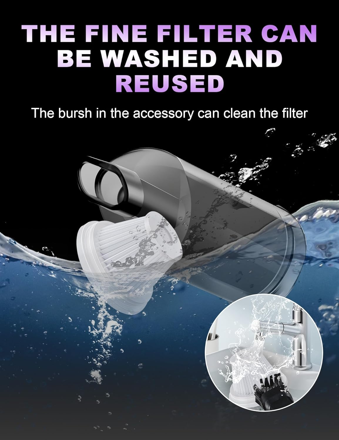 Handheld Car Vacuum Portable Cordless, 15000Pa High Power Handheld Vacuum with Brushless Motor, 4 in 1 Vacuum Cleaner Air Duster for Car Home Office Pet Hair Keyboard image number 4