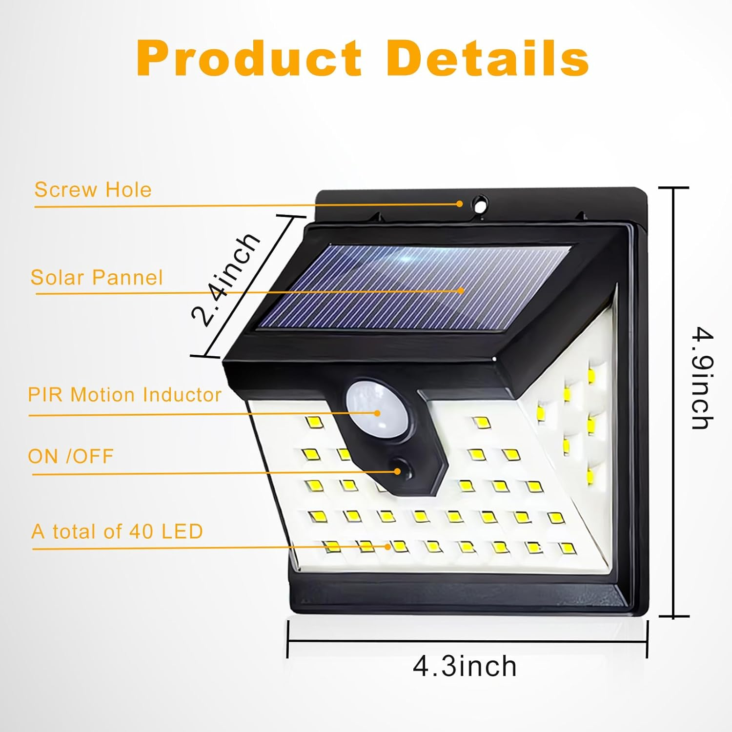 Solar Lights Outdoor Motion Sensor Lights 3 Modes, Solar Powered Security Lights, Solar Security Lights Wireless Waterproof with 180 Degree Wide Angle Waterproof for Deck Garage Animal (12 Pack) image number 2