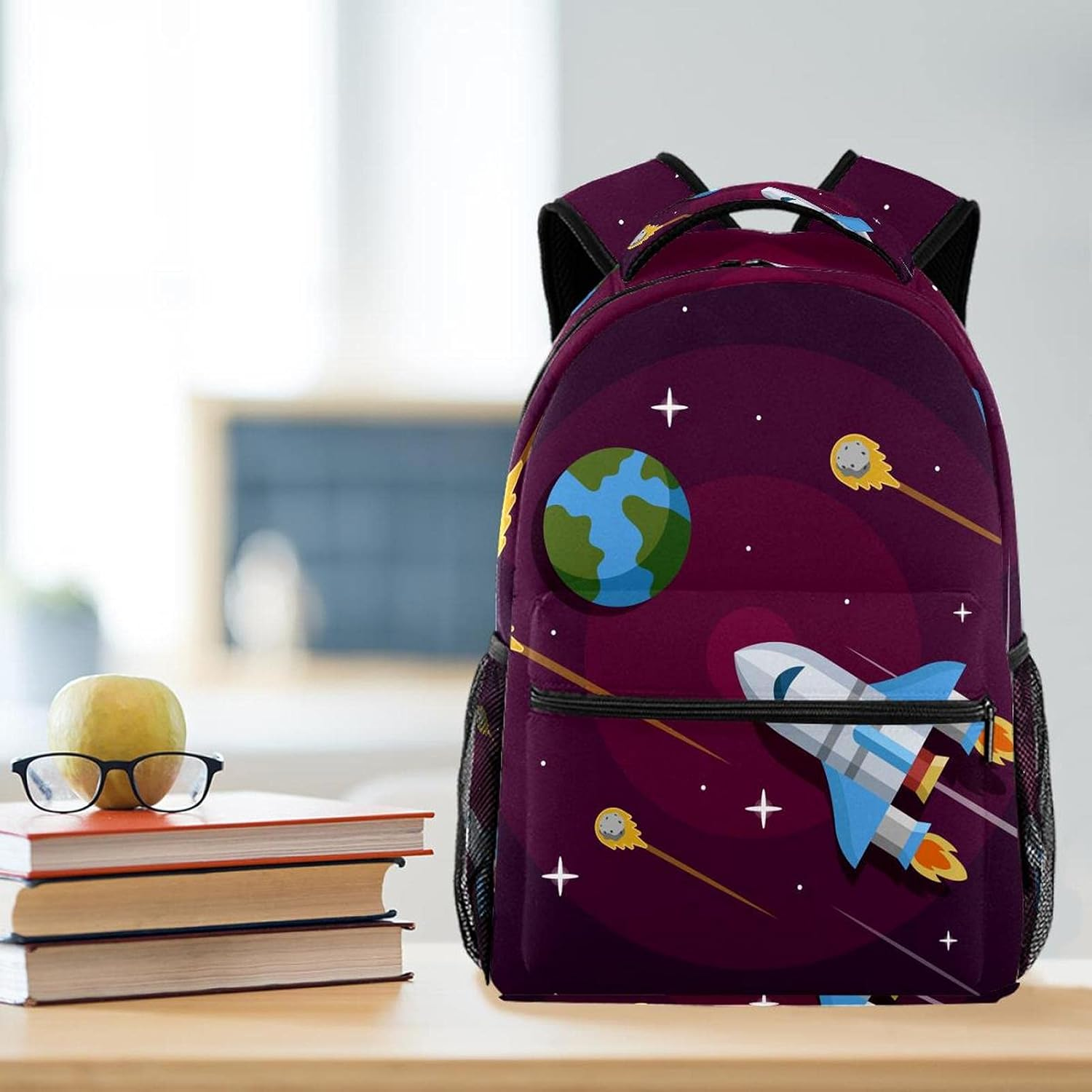 Creative Space Earth Spaceship Backpack Students Shoulder Bags Travel Bag College School Tote Backpacks image number 2