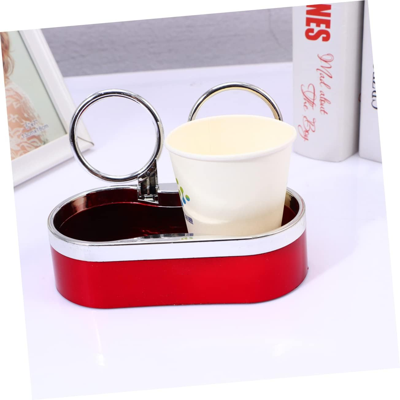 TIDTALEO 1Pc Double Cup Holder Water Cup Holder Car Cup Car Dashboard Accessories Dual Cup Holders for Car Multifunction Beverages Drink Holder for Car Back Seat Floor Cup Holder Red - Black image number 4