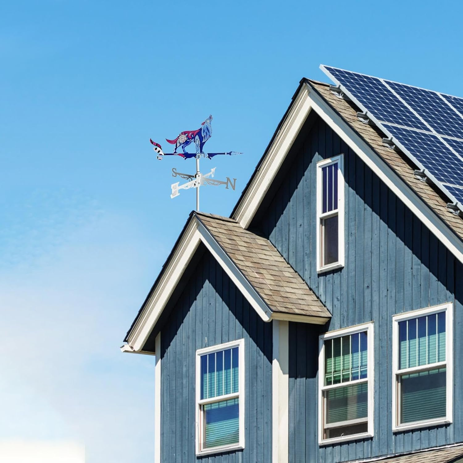 Garden Weather Vane, Farmhouse Roosters Decorations, Metal Rooster Weathervane with Wind Spinner, Perfect Farmhouse Garden Decoration for Backyard and Outdoor Spaces