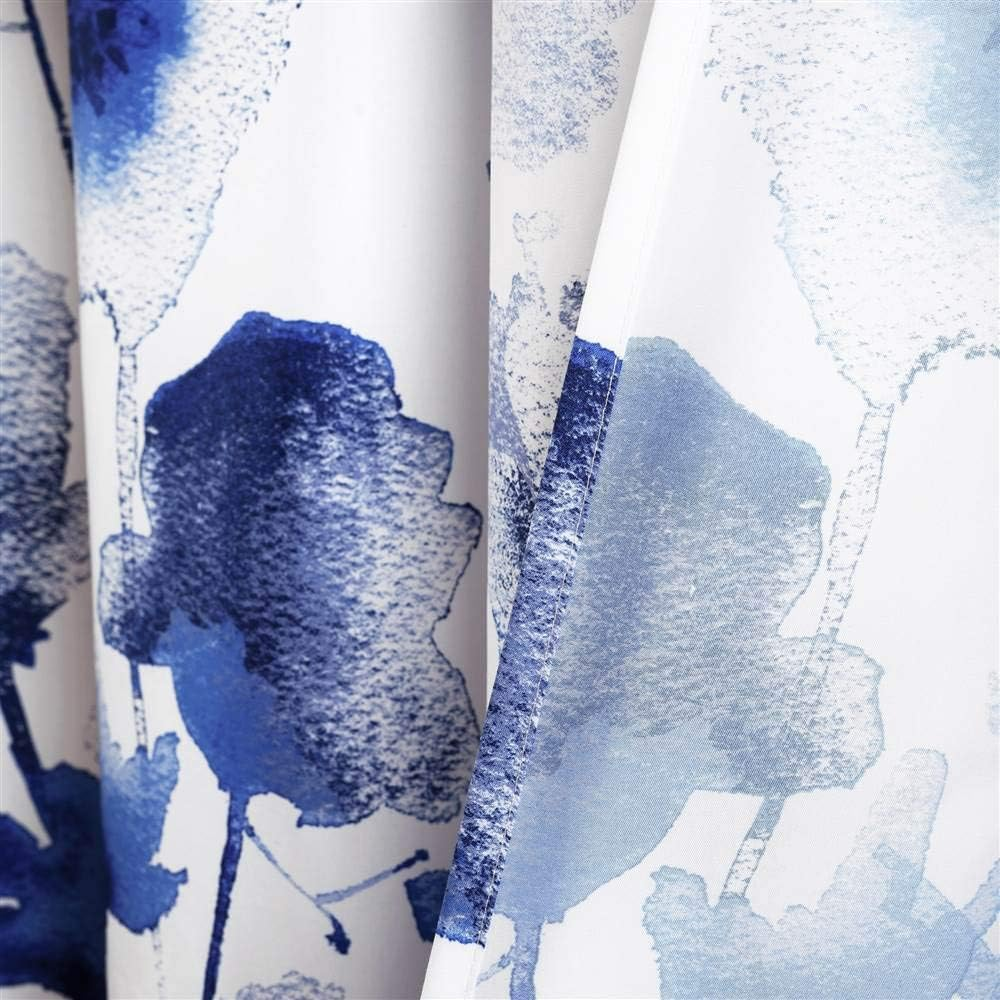 Lush Decor Lush D&Eacute;COR, Navy Zuri Flora Curtains Room Darkening Window Panel Set for Living, Dining, Bedroom (Pair), 84&rdquo; X 52 image number 5