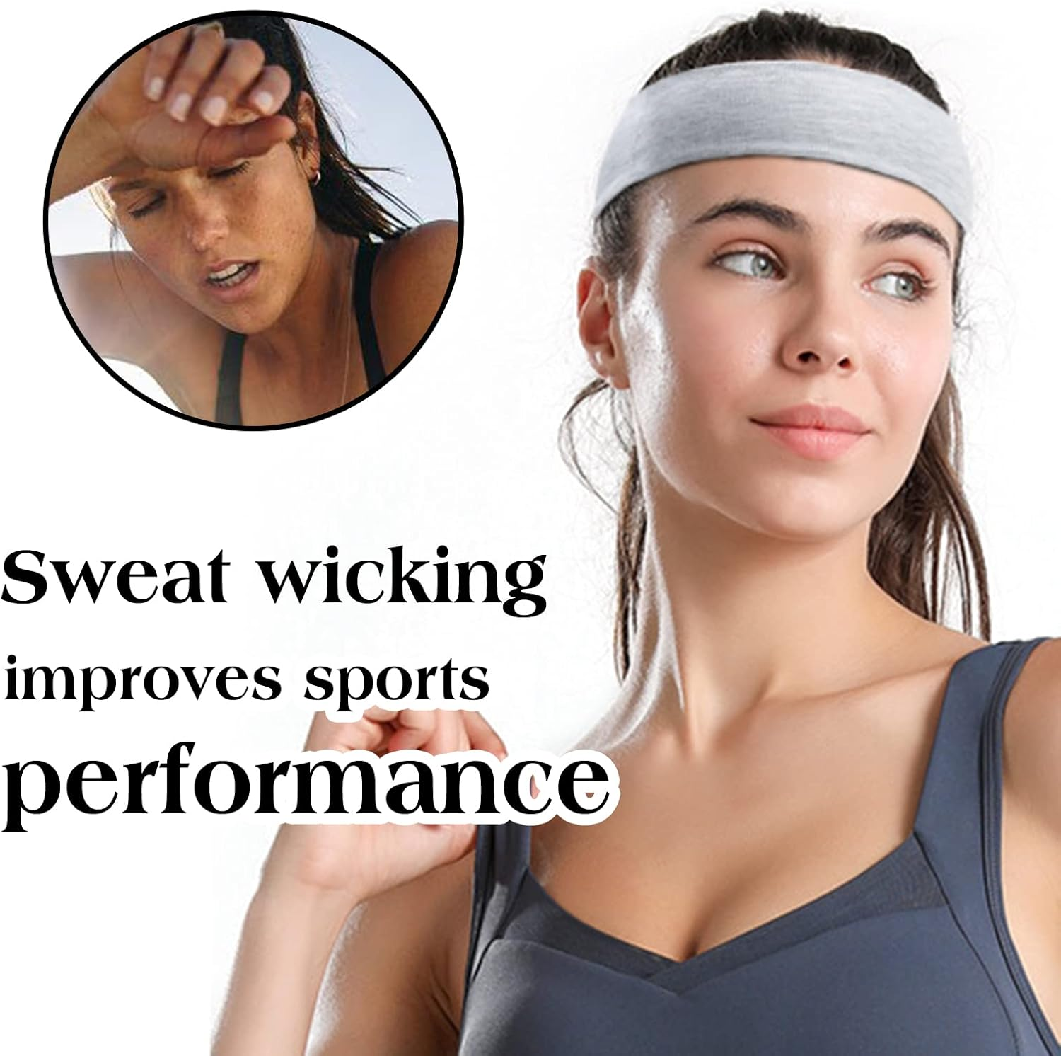 Pack of 6 Hair Bands for Women'S Hair Thin Cloth Headbands for Women Soft Stretchy Men'S Headbands Fixed Hair Hands (Grey White Black)