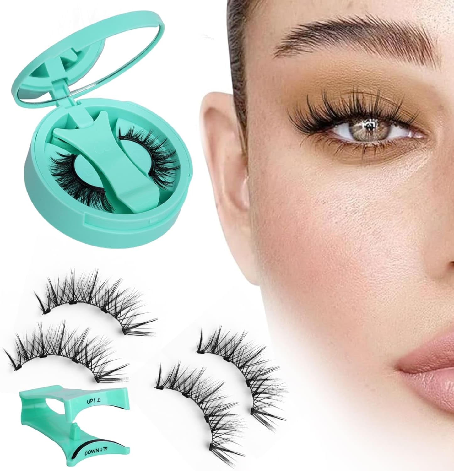 NKA Beauty Magnetic Lash Kit &ndash; No Eyeliner Needed &ndash; 1 Pair Reusable Magnetic Lashes with Lash Applicator & Case &ndash; Natural Look, Easy Clamp-On Design (01) image number 2