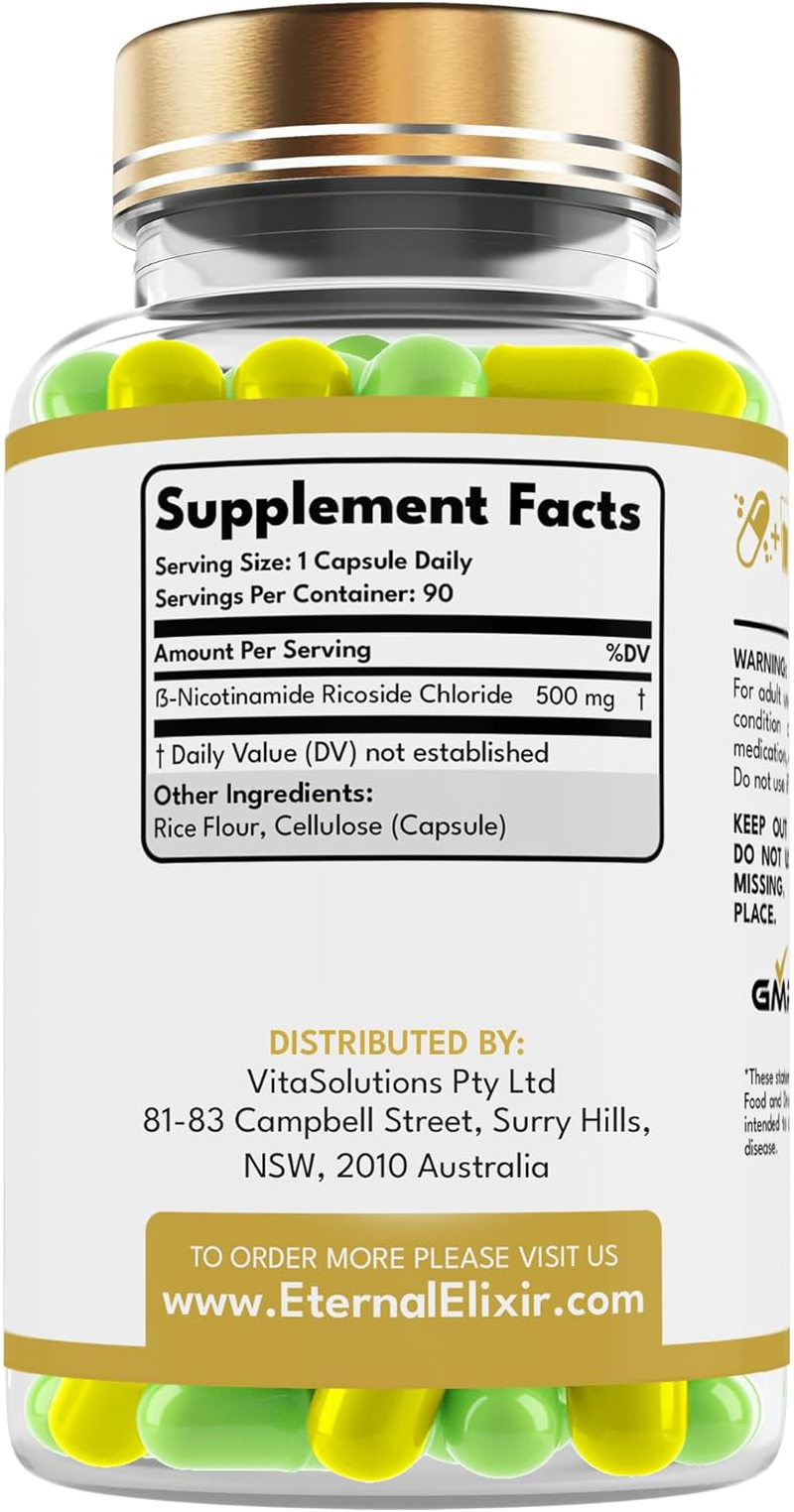 Nicotinamide Riboside 500Mg (NR) Capsules - 90 Caps - Advanced Anti-Aging Support & Cellular Health by Eternal Elixir Optimal Absorption for Lasting Results image number 2