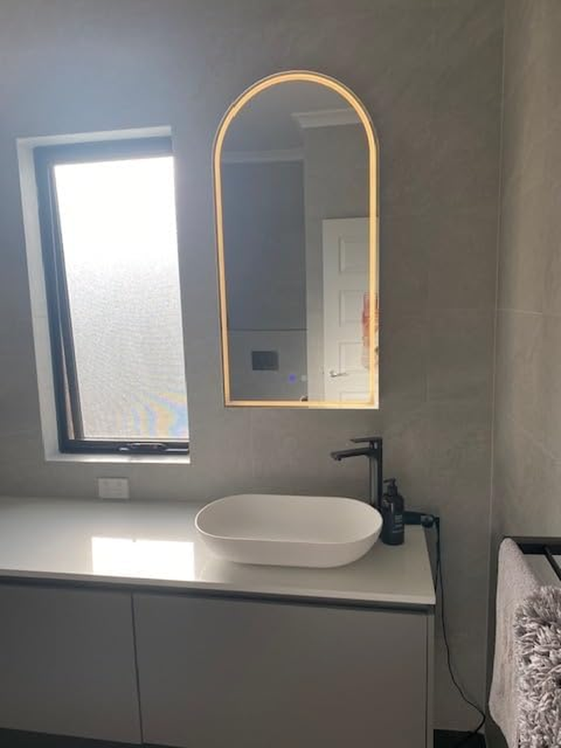 Arch LED Shaving Cabinet Mirror, 50Cm X 100Cm, Frameless, 3-Colour Adjustable Temperature, Soft Close, Dimmable Light, Antifog/Demister, Semi-Recessable image number 5