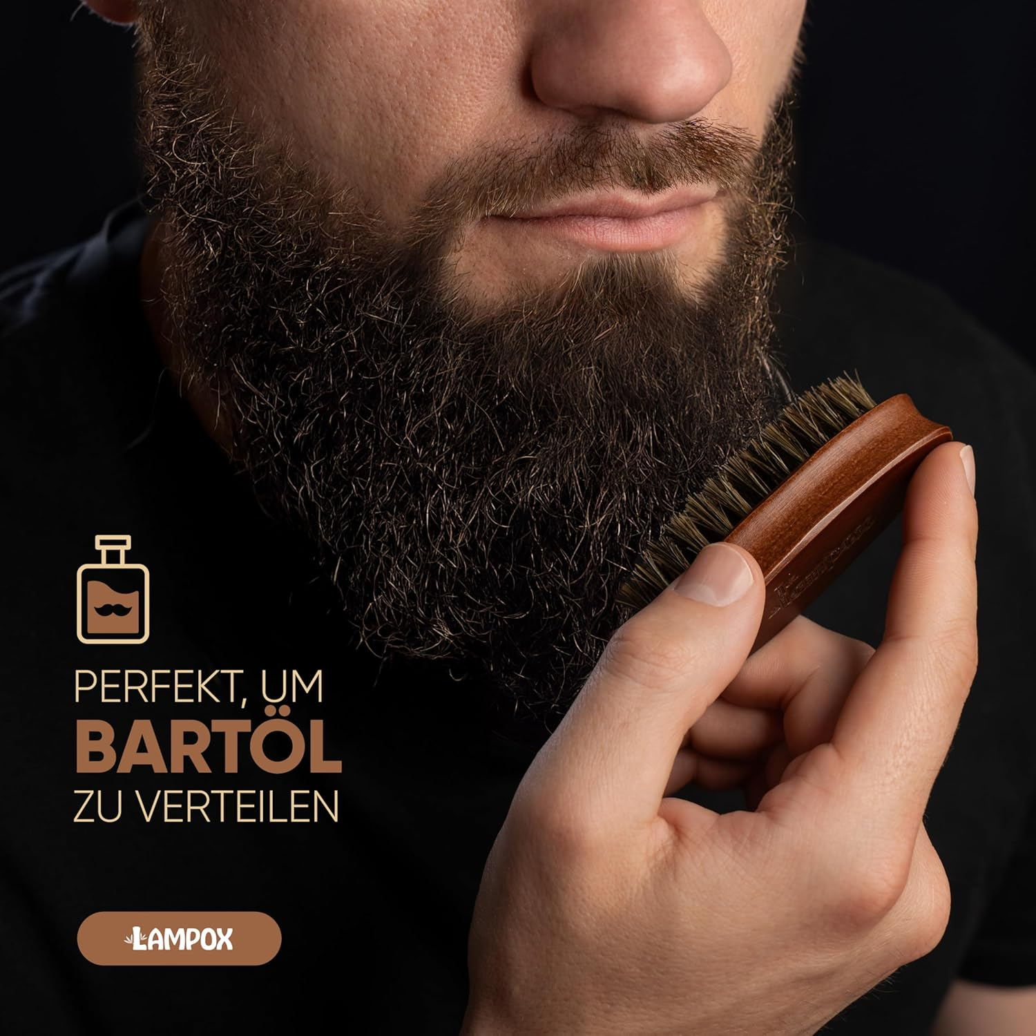 Lampox&reg; Men'S Beard Brush | Beard Styling I Beard Brush | for Short Medium Length Long Hair - for Daily Beard Care of 3-Day Beard or Full Beard (Set of 2) image number 1