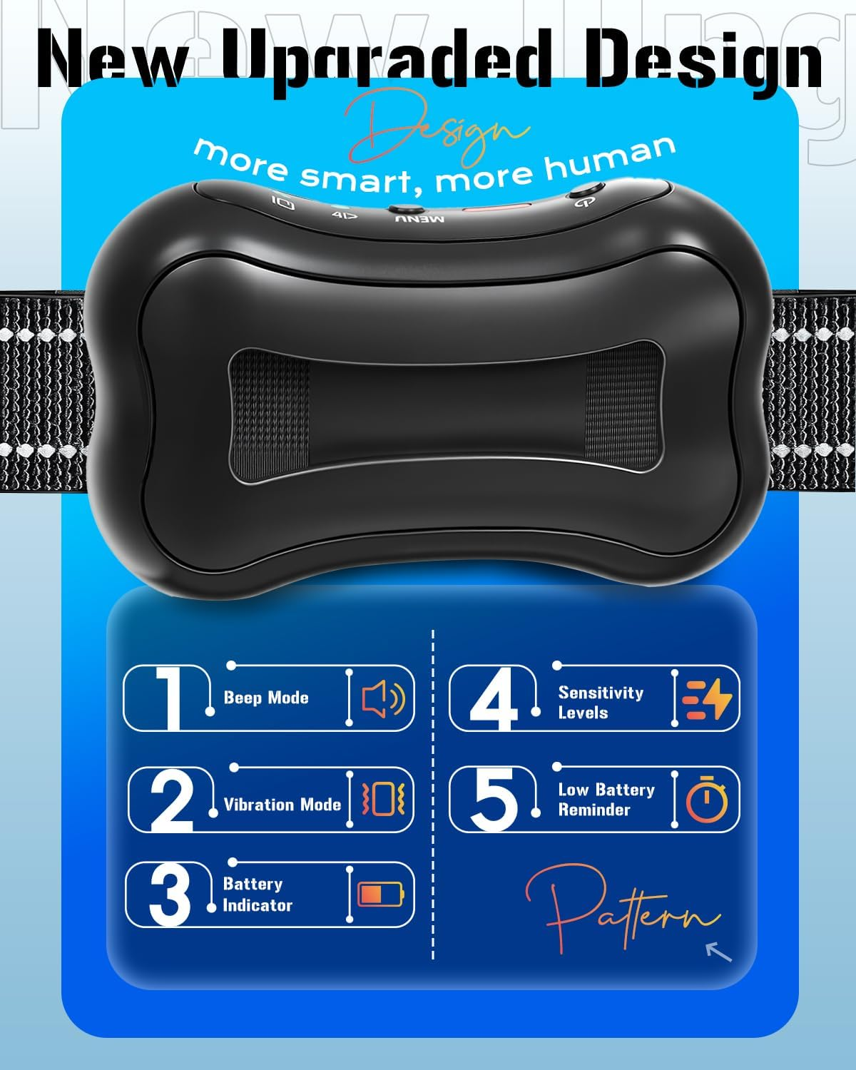 Mosiller Dog Bark Collar, No Shock anti Barking Collar for Small Medium Large Dogs, Vibration Dog Training Collar to Decrease Barking, anti Barking Device with 4 Training Modes, 7 Sensitivity Levels image number 4