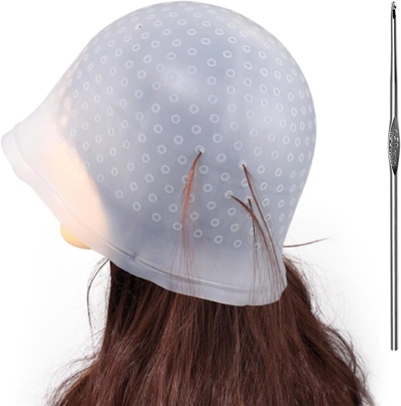 RTRTGS Silicone Highlight Cap, Hair Highlighting Cap, Hair Colouring Cap, Reusable Highlight Cap with Hooks, Colouring Cap, for Women and Girls Blast image number 5