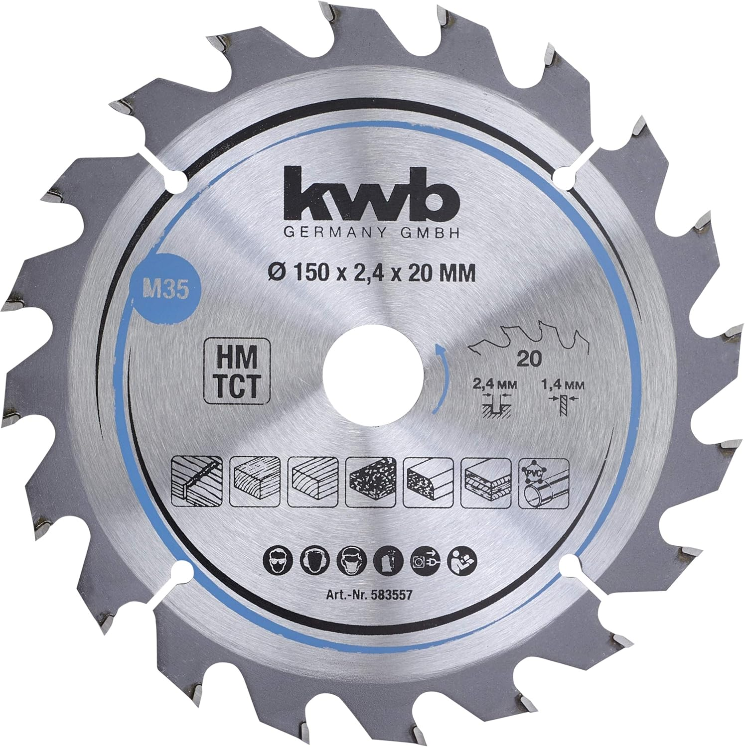 Kwb 581954 Energy-Saving Circular Saw Blade Easy, &Oslash; 135 X 20 Mm Special Alternate Tooth 18 Teeth Z18, AKKU-TOP Thin Cut, 135 X 20 image number 2