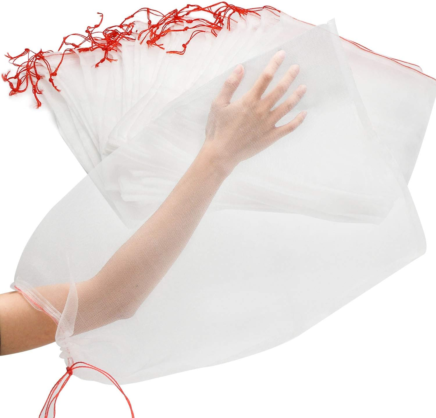 Mesh Fruit Protector Bags, 50 PCS 14X21 Inch Large Fruit Bags for Fruit Trees, Durable Garden Barrier Netting Bag Protect Watermelon Cantaloupe Mango Apricot from Insect Pest Bird