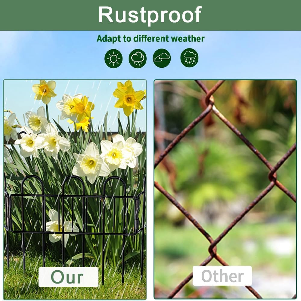 TOMVAES Garden Animal Barrier Fence,10 Pack Decorative Garden Fence, Rustproof Metal Wire Garden Border Fence, Dog Rabbits Ground Stakes Fence for Garden Patio, 30.5X42.5Cm image number 1