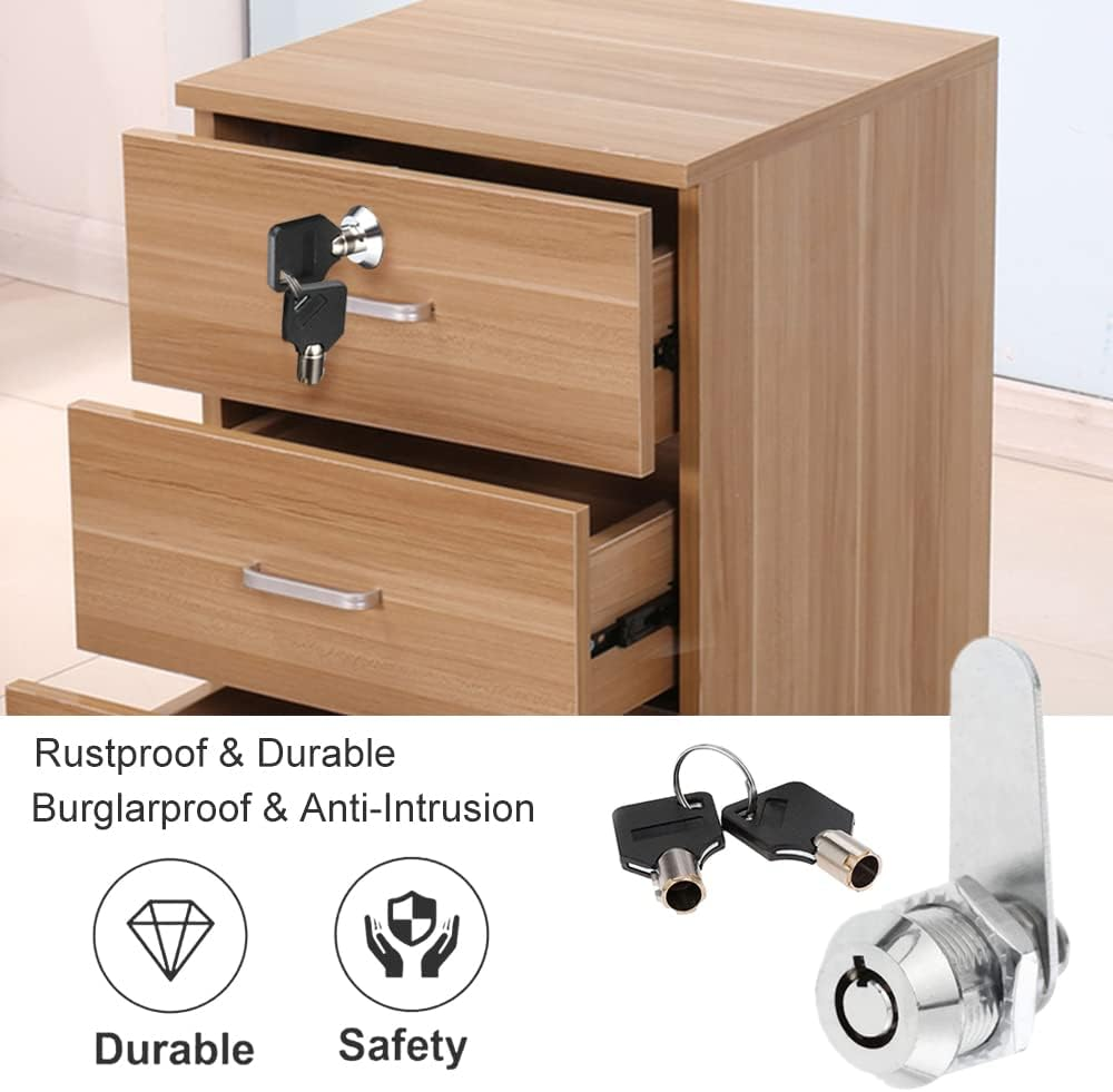 Drawer Tubular Cam Lock 25Mm Zinc Alloy Security Drawer Cam Cylinder Lock with 2 Keys for Door Mailbox Cabinet Cupboard Letterbox image number 6