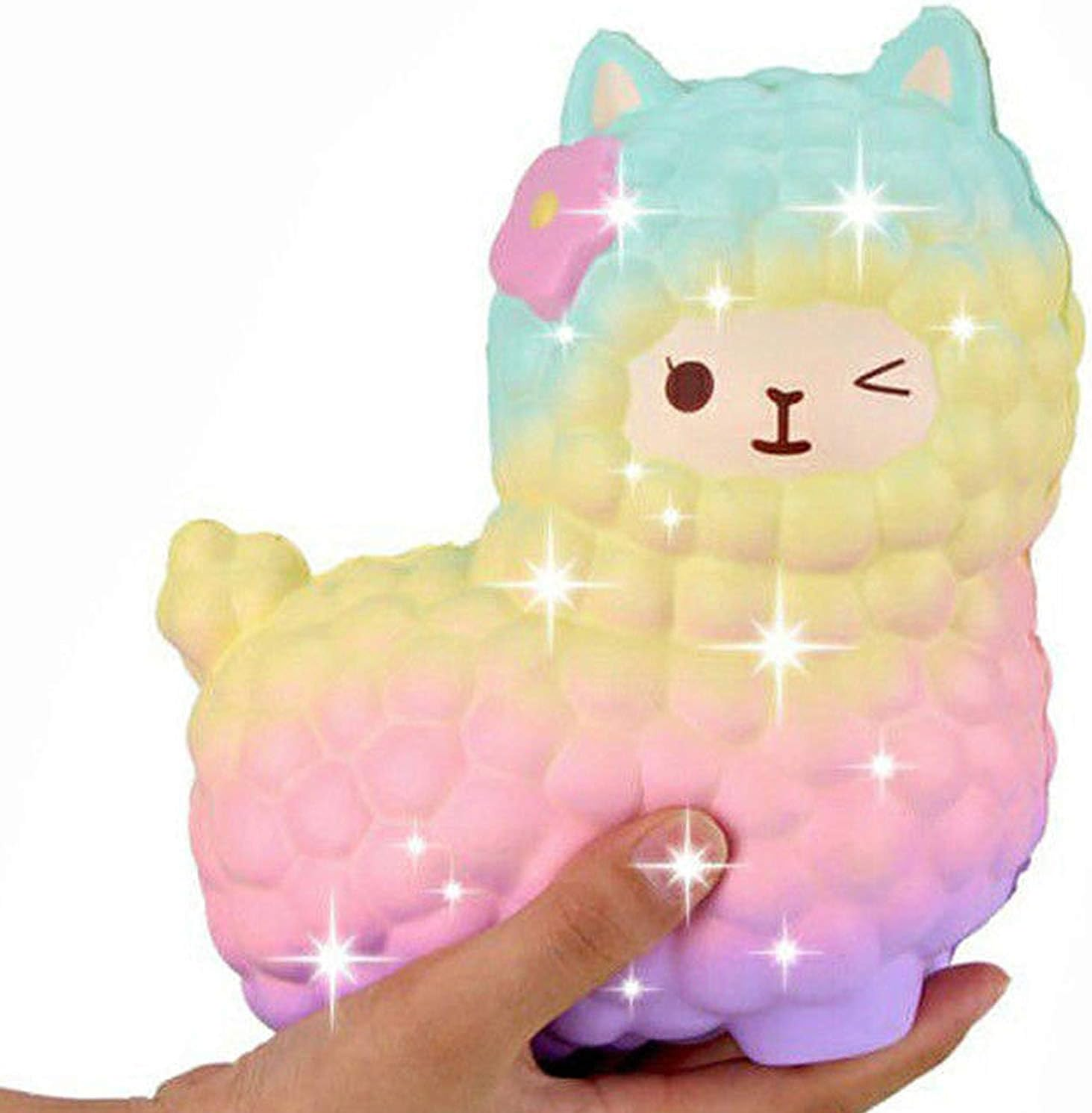 Beautyshoppingstore Jumbo Squishies ,Rainbow Jumbo Sheep Alpaca Squishies Slow Rising Squeeze Scented Charms Kawaii Stress Relief Animal Toys for Kids Adults Stress Time Kill Toys image number 3