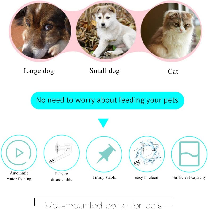 Andiker No-Drip Dog Water Dispenser Bottle-Dog Kennel Cage Water Dispenser Water Drinker Kettle for Pets Can Be Raised and Lowered Drinking Water Feeding Cage Water Bottle for Dogs (Blue) - Blue image number 2