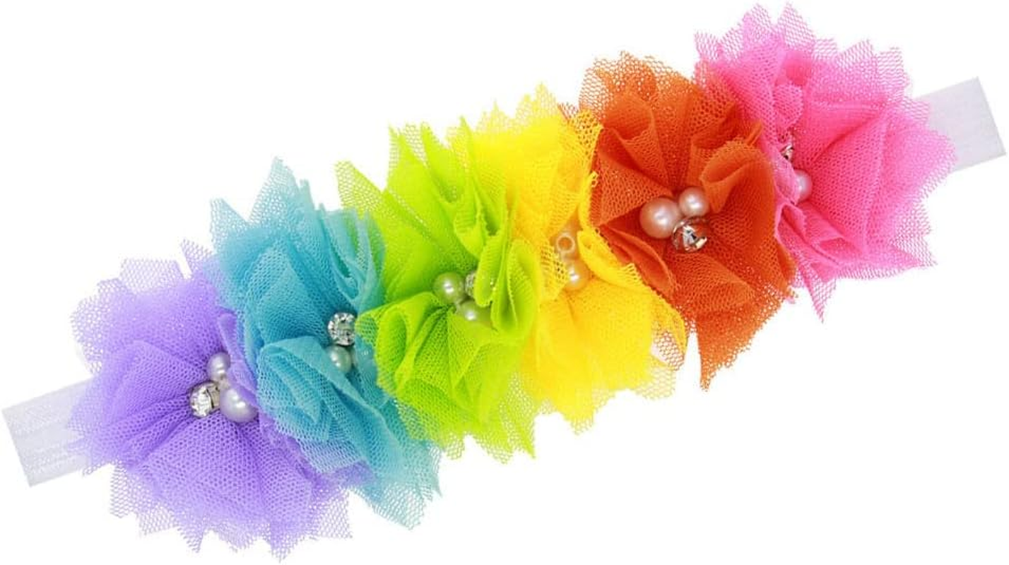 Rainbow Flower Headband Baby Girls Rainbow Floral Hair Band Flower Headwear BBG35 (A4)