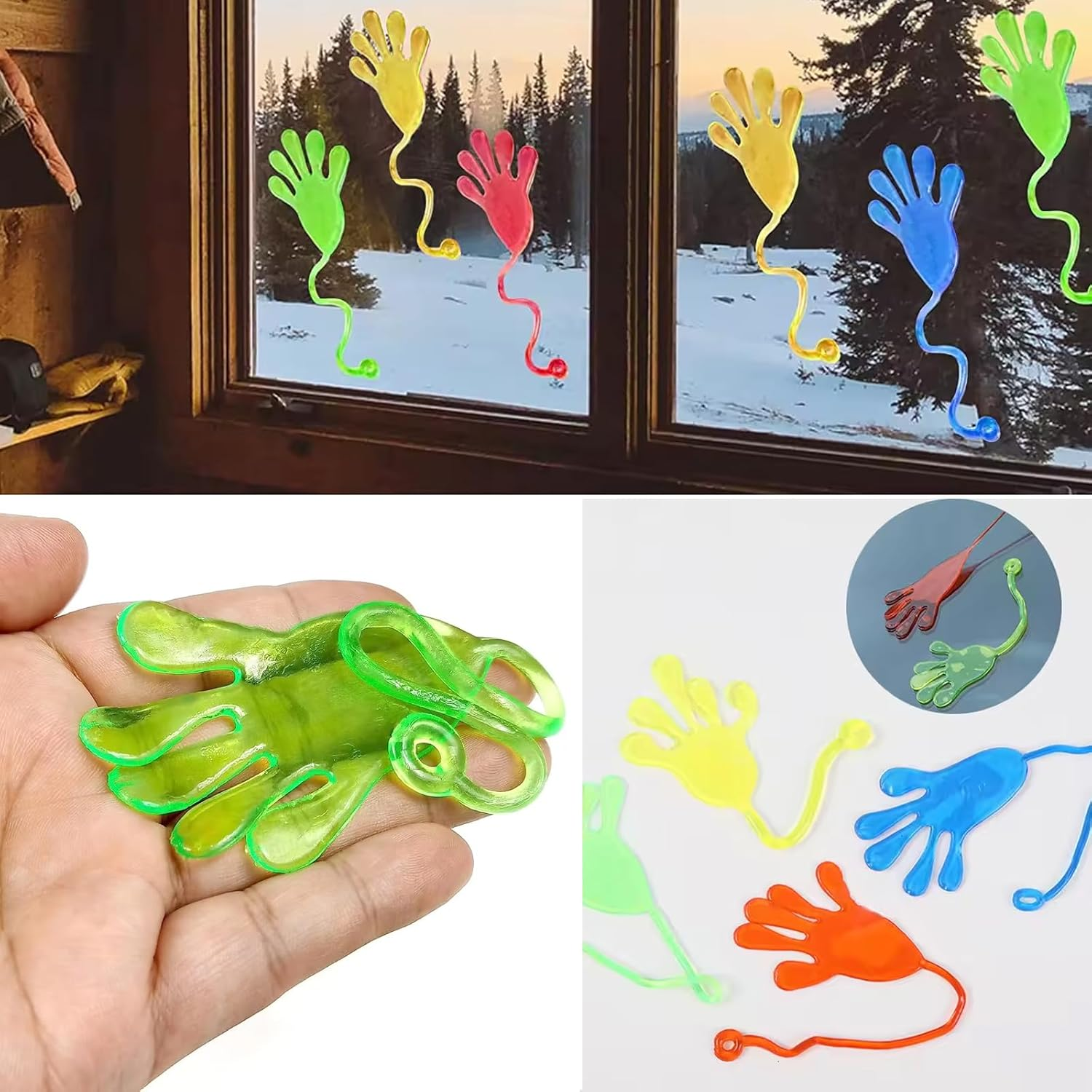 Sticky Hand Toy, 20 Pcs Flexible Funny Jelly Toy Sticky Palm Novelty Party Favor for Children Birthday Party Favors, Festival Gift (Random Color) image number 4