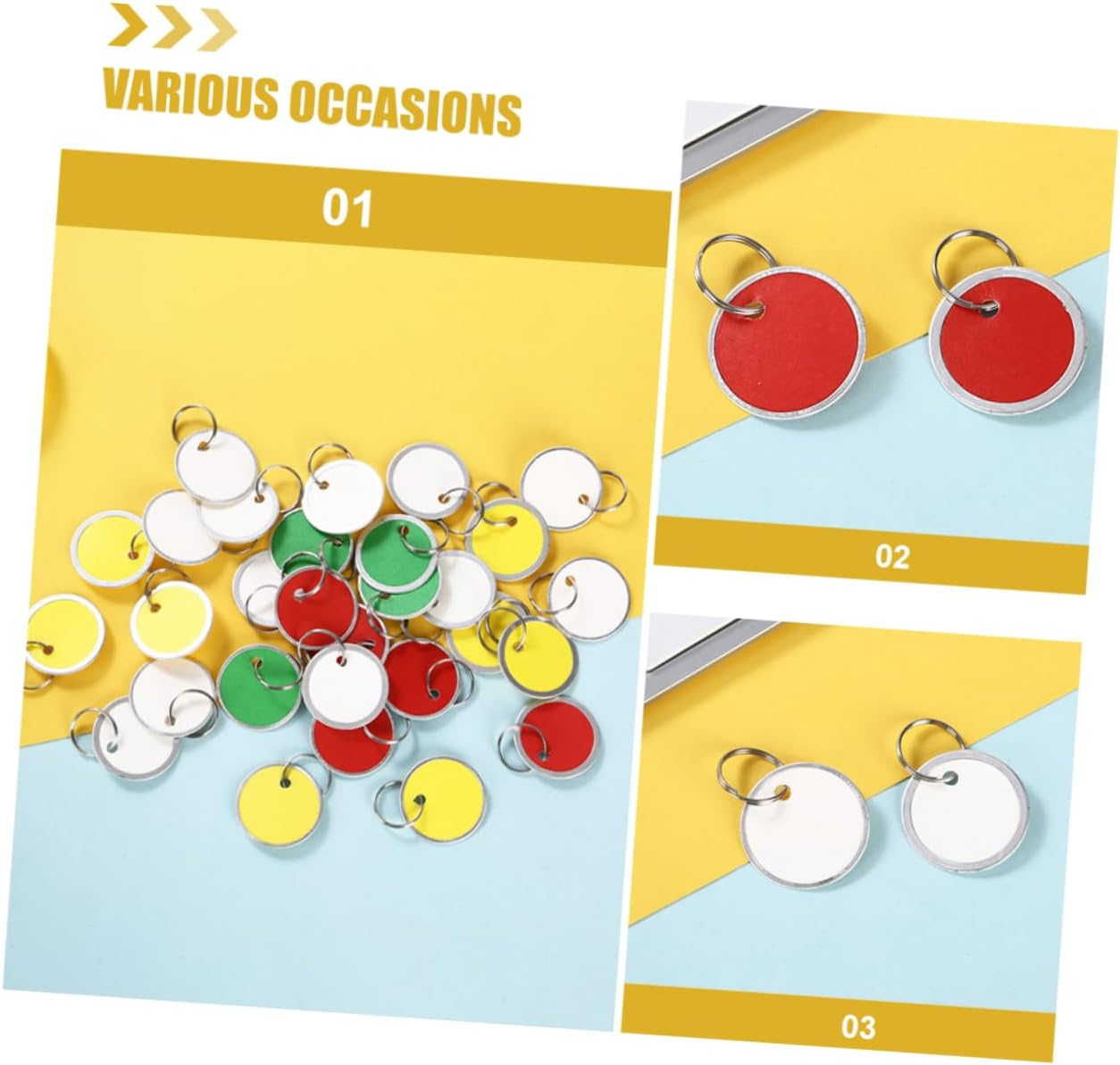 Operitacx 150Pcs round Playing Cards Luggage Tags Key Identifiers Multi-Function Key Labels for Suitcases image number 3