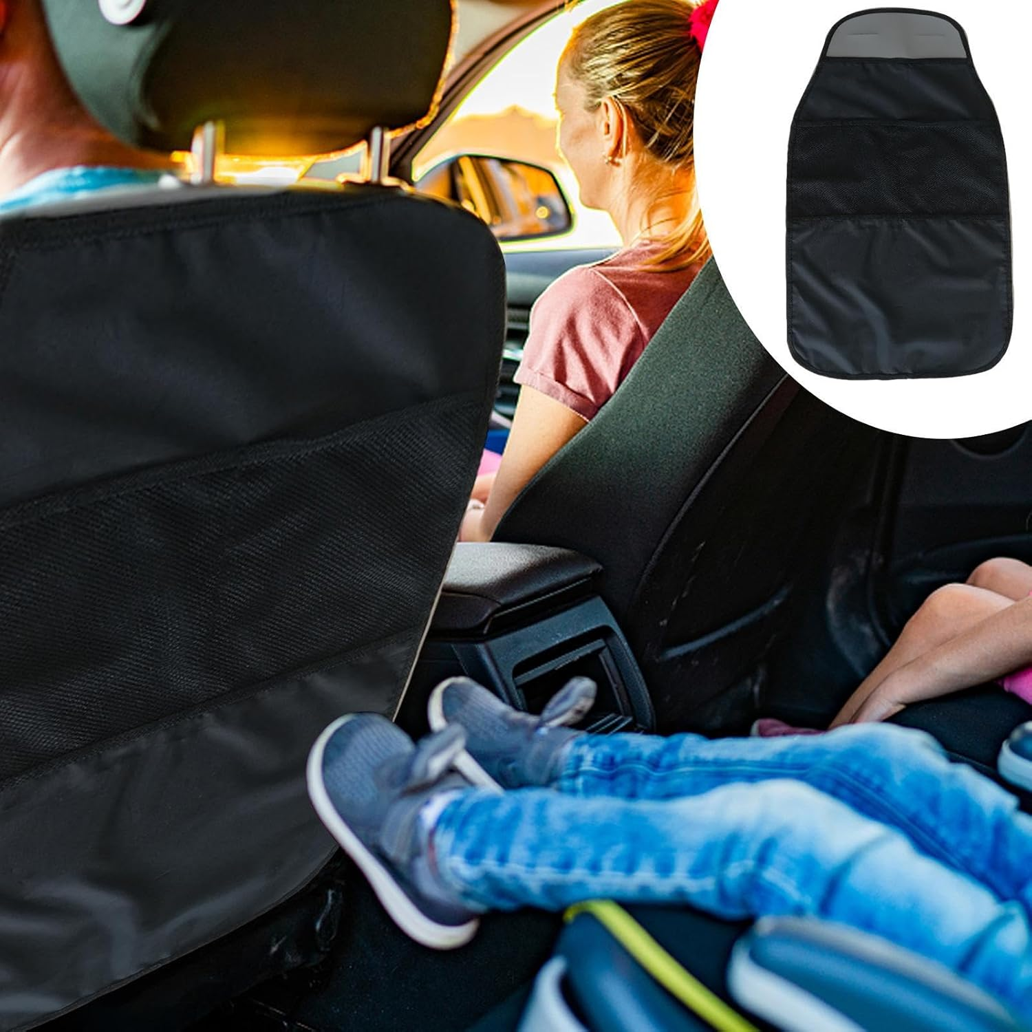 Seat Protectors for Vehicles Back Seat Kids - Adjustable Car Seat Back Protector with Organizer - Kick Mats, Dust Proof Seat Covers for Car Seat, Vehicles Pets, Kids Feet Pochy image number 6