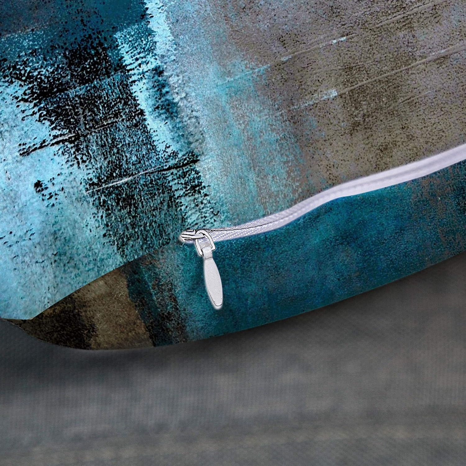 Britimes Throw Pillow Covers Modern Home Art Decor, 18 X 18 Inches Set of 2 Pillow Cases Decorative, Abstract Oil Painting Pillowcases for Bedroom, Living Room, Cushion Couch Sofa, Teal Grey image number 5