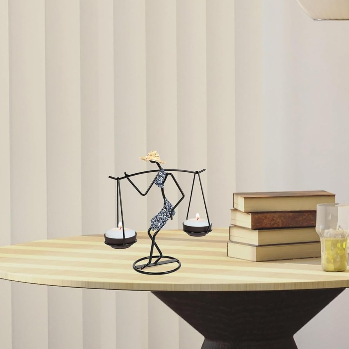 AIMALL European Style Iron Candle Holder Nordic Decorative Candlestick Tabletop Centrepiece for Home Restaurant Bar Party Decor - 13Cm+15Cm image number 2