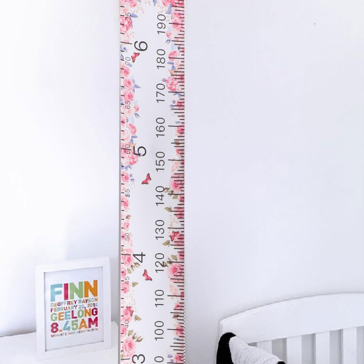 VICASKY Kids Growth Chart Canvas Ruler Rose Flower Design Height Measuring Tape for Children Wall Decoration for Nursery Home Decor image number 4