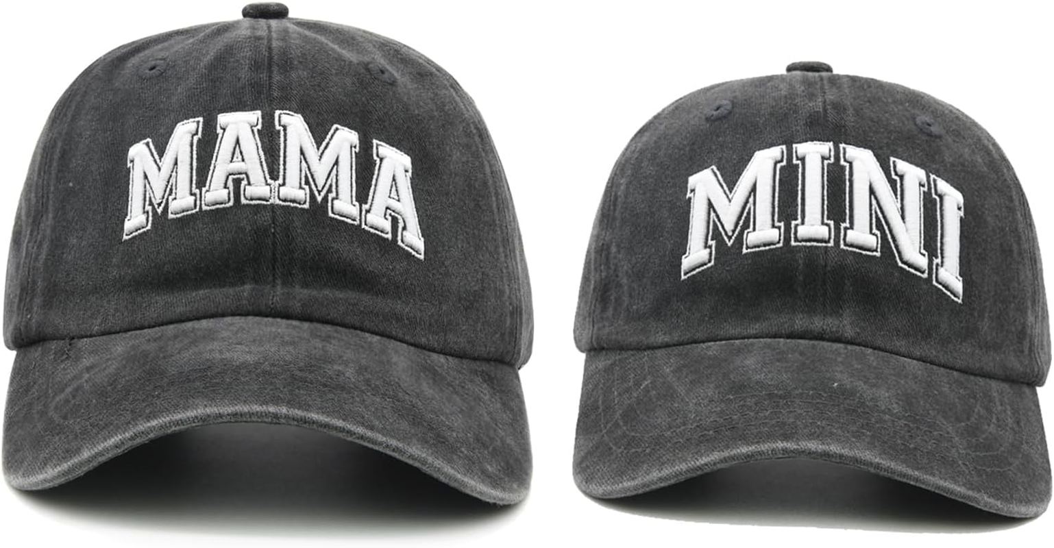 MINYJHZ 2PCS Mommy and Me Baseball Cap for Mom Girl, Adjustable Washed Mama and Mini Hats