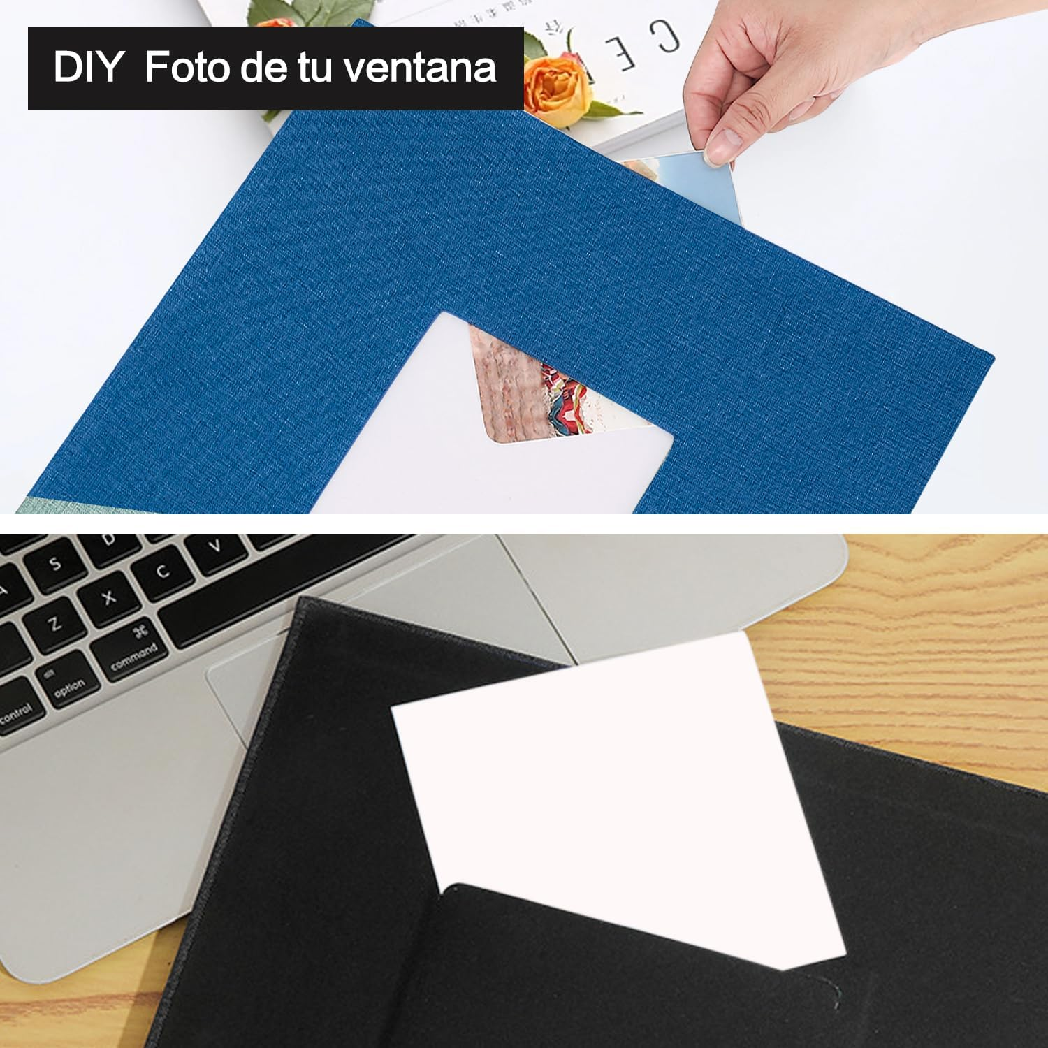 Linen Hardcover Photo Album 4X6 600 Photos Large Capacity for Family Wedding Anniversary Baby Vacation,Blue,600 Pockets image number 1