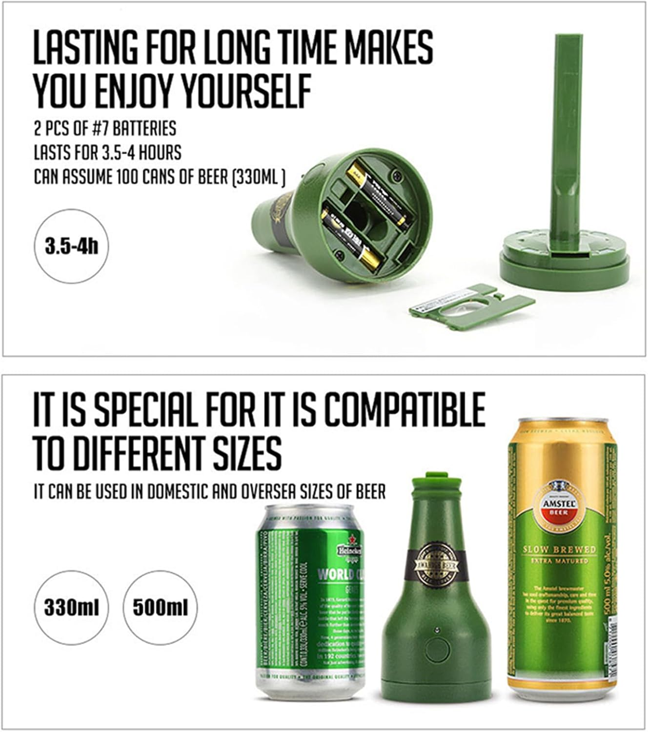 Ultrasonic Wave Canned Beer Foamer Machine, Beer Milk like Foam Frother Handheld Size,Portable Drink Mixer, Fun Beer Accessories Kitchen Gadgets for Men - Green image number 4