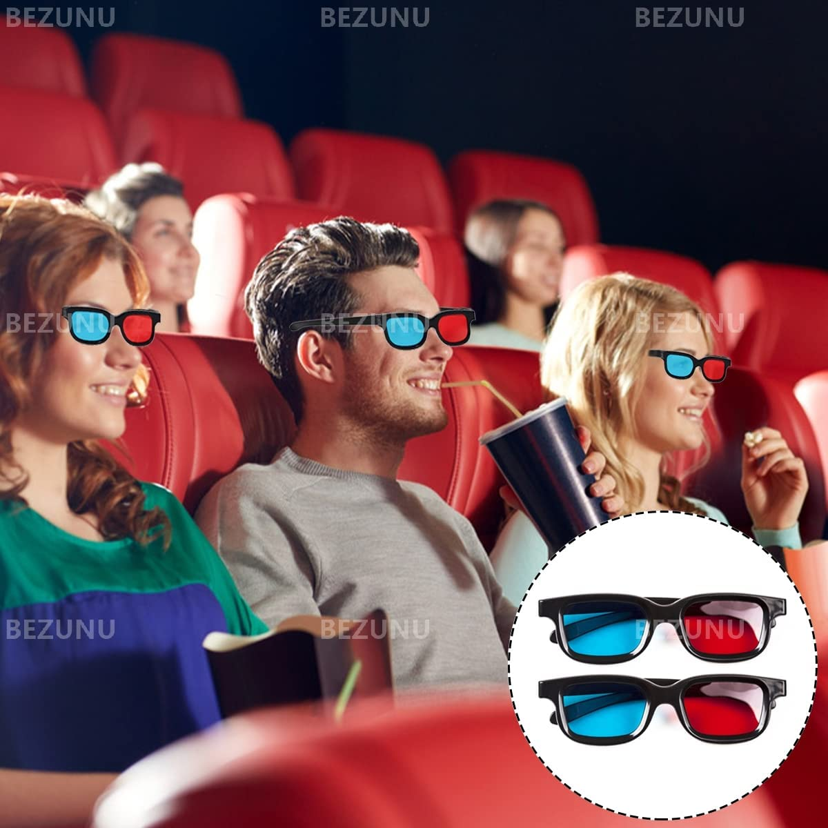 3D Glasses, 4 PCS Red & Blue Dimensional 3D Vision Glasses for TV, Movie, Game image number 4