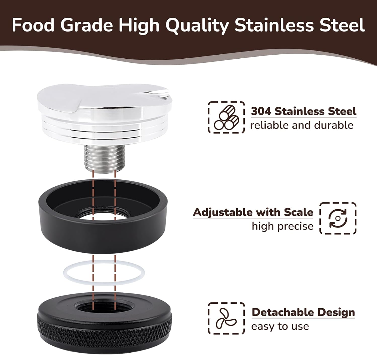 XBOGO 53Mm Coffee Distributor, Espresso Distribution Tool, Coffee Leveler Compatible with Breville 54Mm Portafilter- Professional Espresso Distributor Leveler Tool image number 4