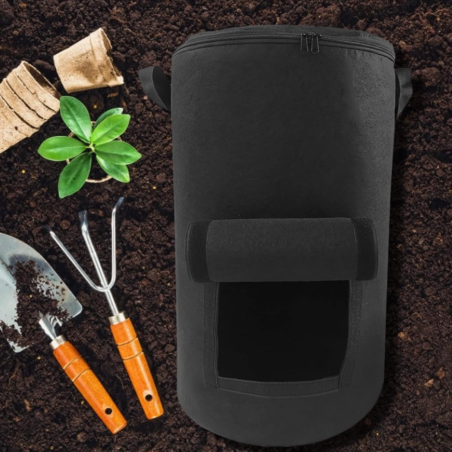 Compost Bin | Aerating Outdoor Compost Box,Organic Compost Bag Home Garden Bags for Lawn Garden Waste image number 1