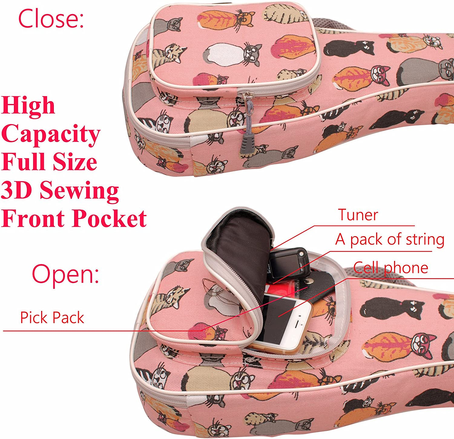 MUSIC FIRST Cotton 21&ldquo; Soprano MR Dog Ukulele Case Ukulele Bag Ukulele Cover, Original Design. ! image number 5