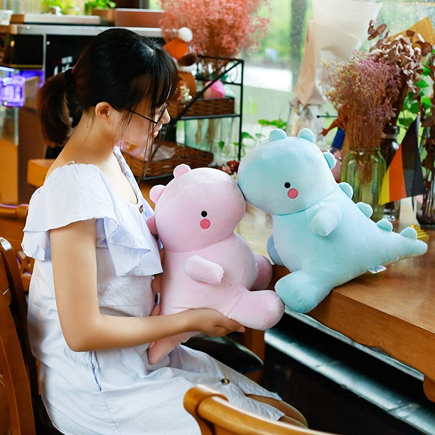 Cute Dinosaur Plush Toys, Fat Dinosaur Stuffed Animals Toys Dolls, Soft Plush Stuffed Animal Dino Plushie, Birthday Gifts for Kids Girls Boys Blue 12 Inch image number 6