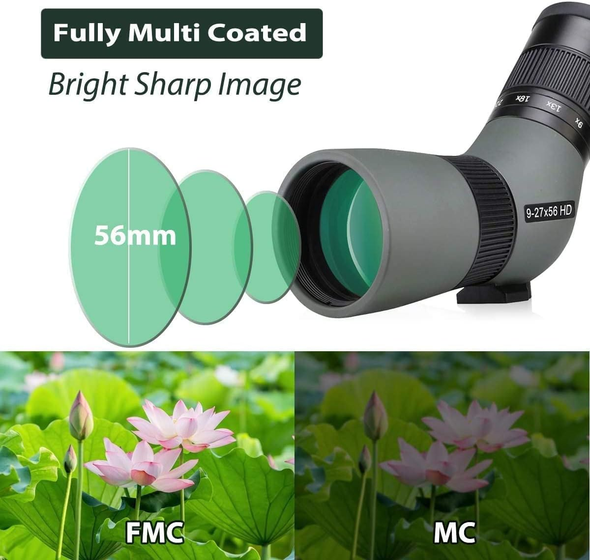 SVBONY SV410 ED Spotting Scope 9-27X56Mm Portable Mini Micro Bird Watching Scope IPX5 Waterproof Range Scope for Hunting, Range Shooting,Stars, Archery, Sports image number 3