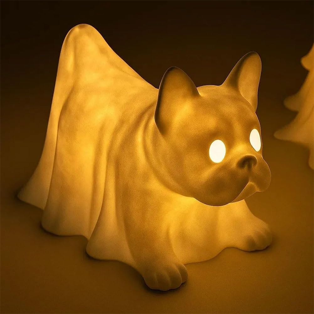Halloween Dachshund Pumpkin Lamp,Figurines Dachshund Ghost Lamps,Cute Decor Statues Nightlight,Ghost Lamp French Bulldog,Fans of Quirky Decor,The Dark Party Display and Dog Lovers image number 1