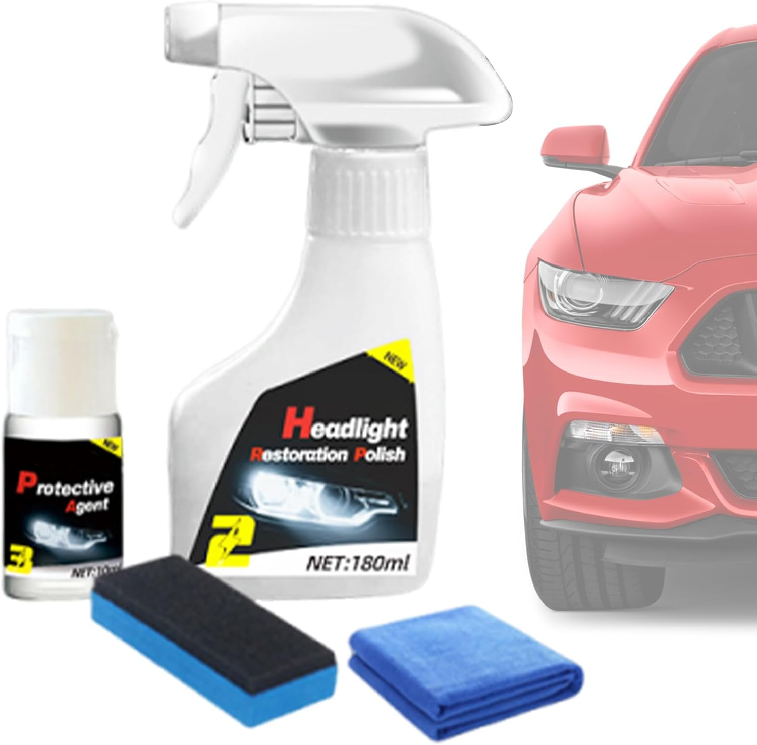 Car Headlight Cleaner,Headlight Polishing Liquid Coating Agent Kit - Automotive Detailing Supplies for Yellowing Blur Recovery Road Trip Truck RV Maintenance Safe Driving